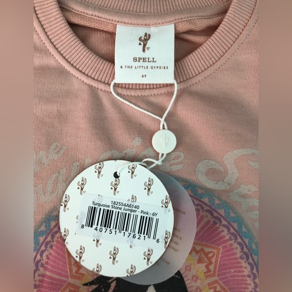 Spell Little Gypsies BNWT Turquoise Stone Jumper, Pink 6Y BNWT - Picture 3 of 6